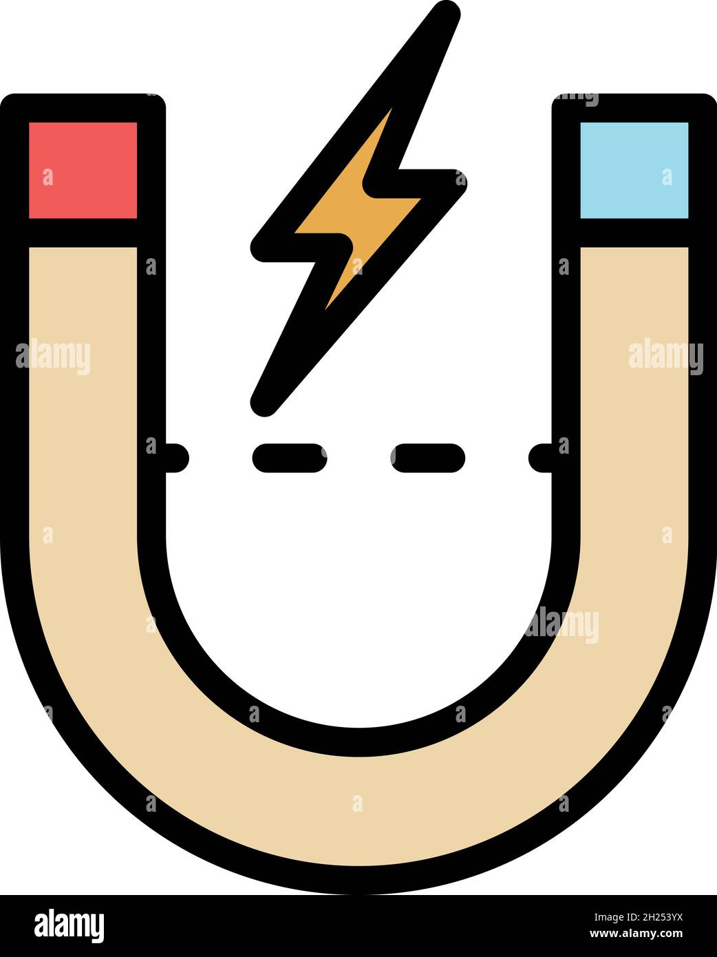 Icono de energía del imán. Contorno imán vector energía icono color