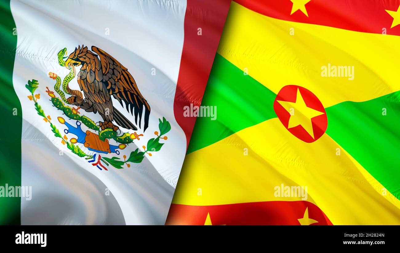 Banderas de México y Granada. Diseño de bandera de espeleología en 3D