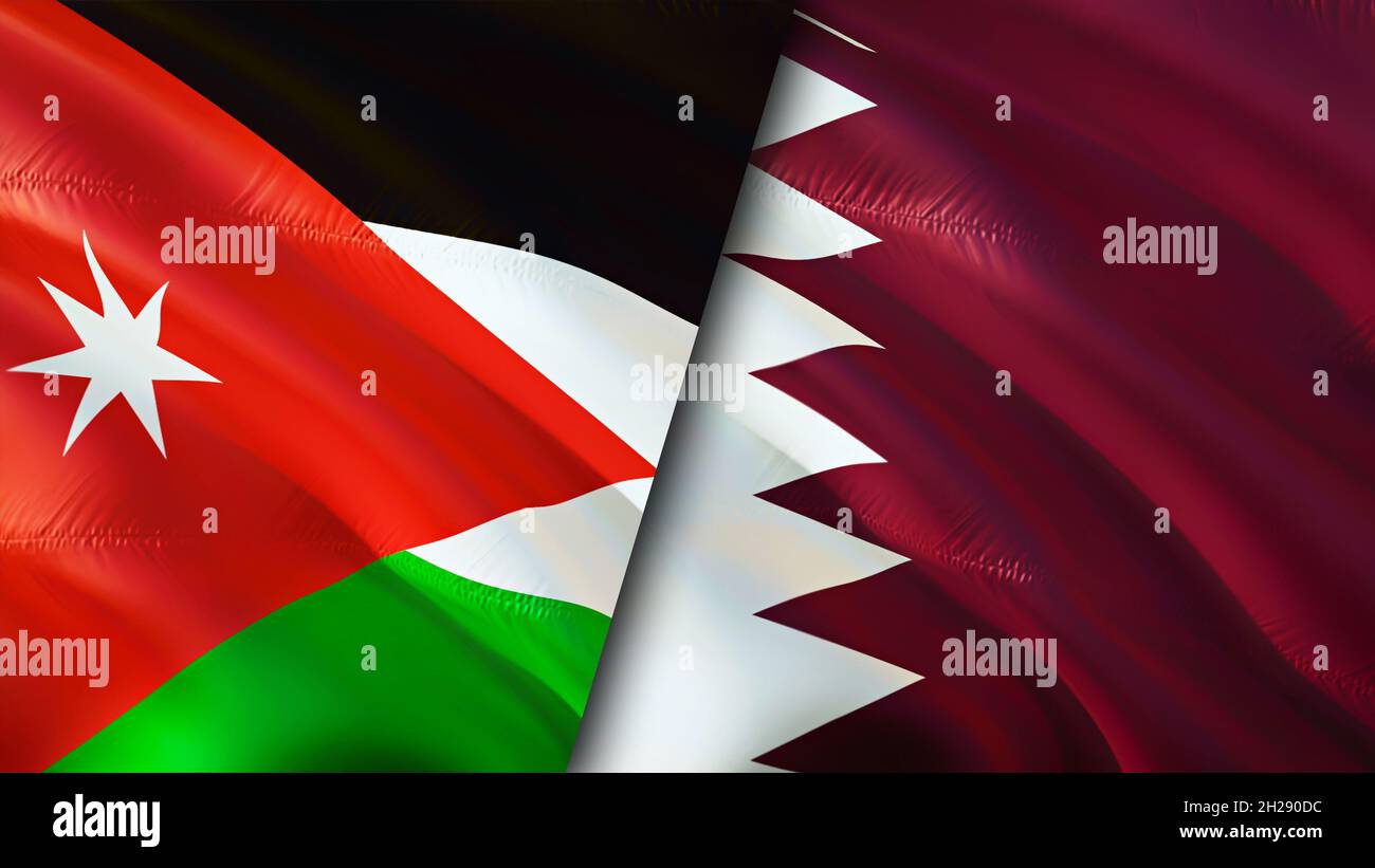Banderas de Jordania y Qatar. Diseño de 3D banderas ondulantes. Qatar  Jordania bandera, imagen, papel tapiz. Imagen de Jordan vs Qatar,3D  rendering. Jordania Qatar relaciones allia Fotografía de stock - Alamy