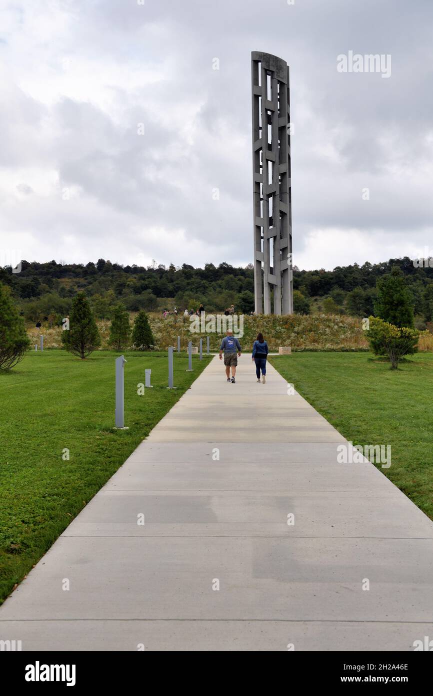Shanksville, Pennsylvania, Estados Unidos. La Torre de las Voces que proporciona una puerta de entrada al Monumento Nacional del Vuelo 93. Foto de stock