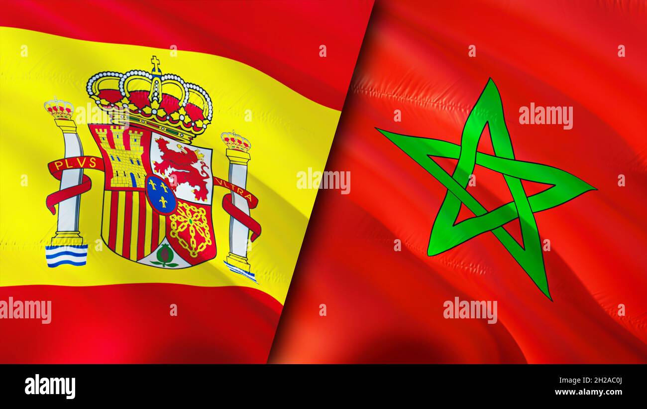 Banderas de España y Marruecos. Diseño de 3D banderas ondulantes. España Marruecos bandera, imagen, fondo de pantalla. Imagen España vs Marruecos,3D rendering. España RELACIONES MARRUECOS A Fotografía de stock - Alamy Banderas de España y Marruecos. Diseño de 3D banderas ondulantes. España Marruecos bandera, imagen, fondo de pantalla. Imagen España vs Marruecos,3D rendering. España RELACIONES MARRUECOS A Fotografía de stock - Alamy