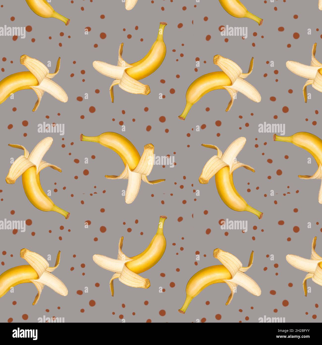 Peel Banana sin costuras sobre fondo gris. Colores de moda Verano tropical  exótico patrón de frutas, concepto Fotografía de stock - Alamy