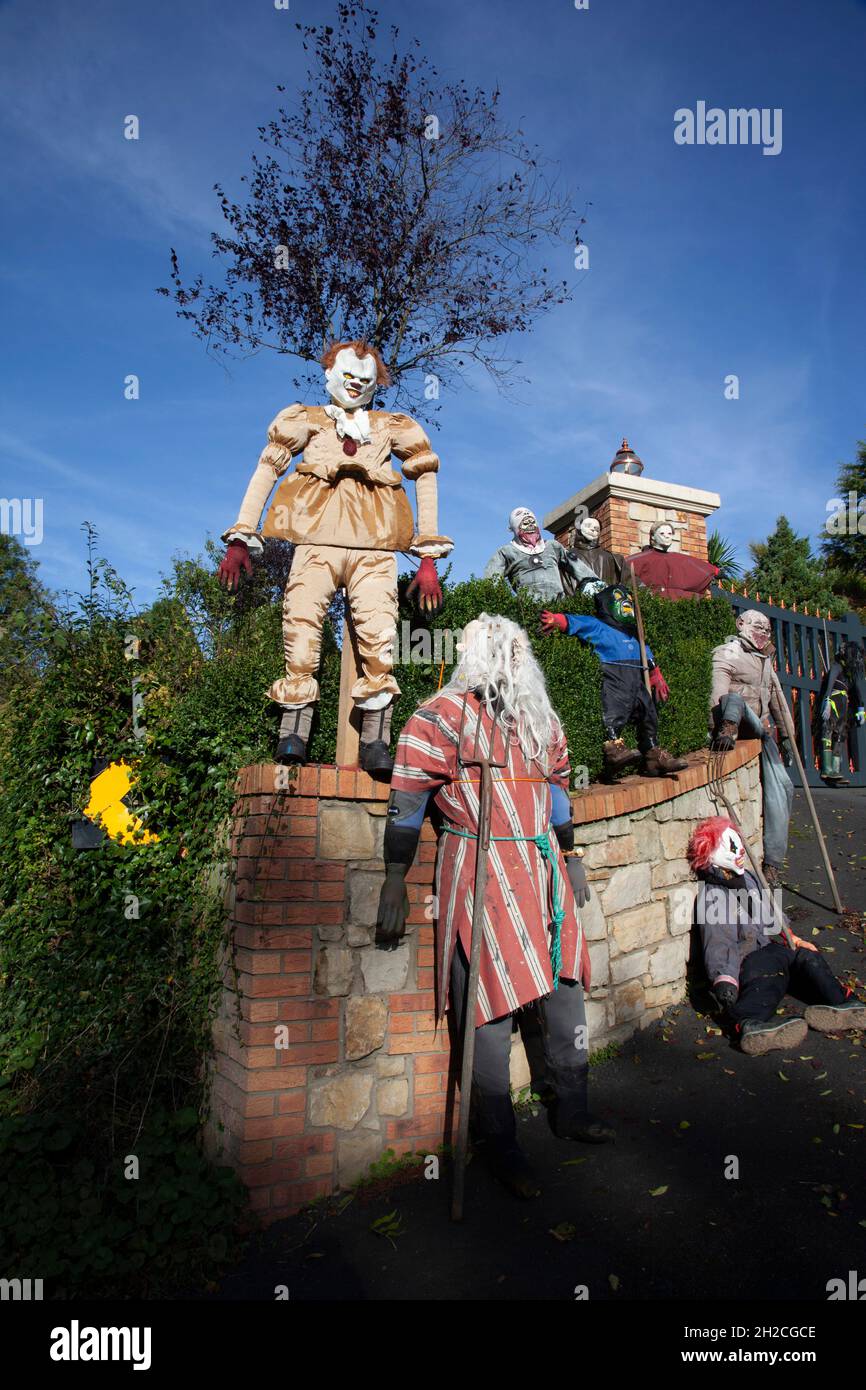 Exhibición de Halloween en la calle Shercock Road, Co Monaghan Foto de stock