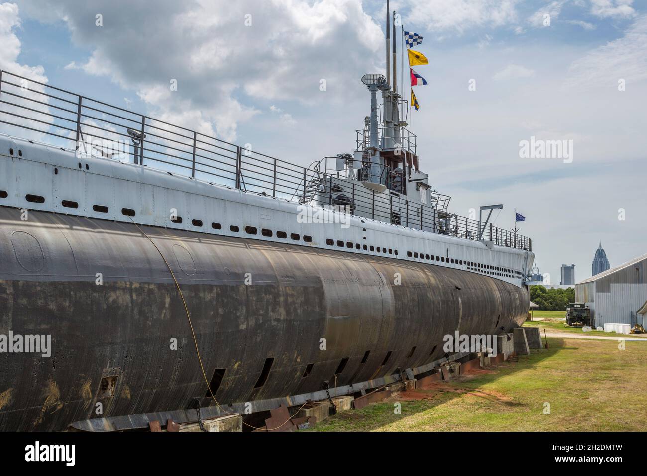 Submarino USS Drum en el Battleship Memorial Park en Mobile, Alabama Foto de stock