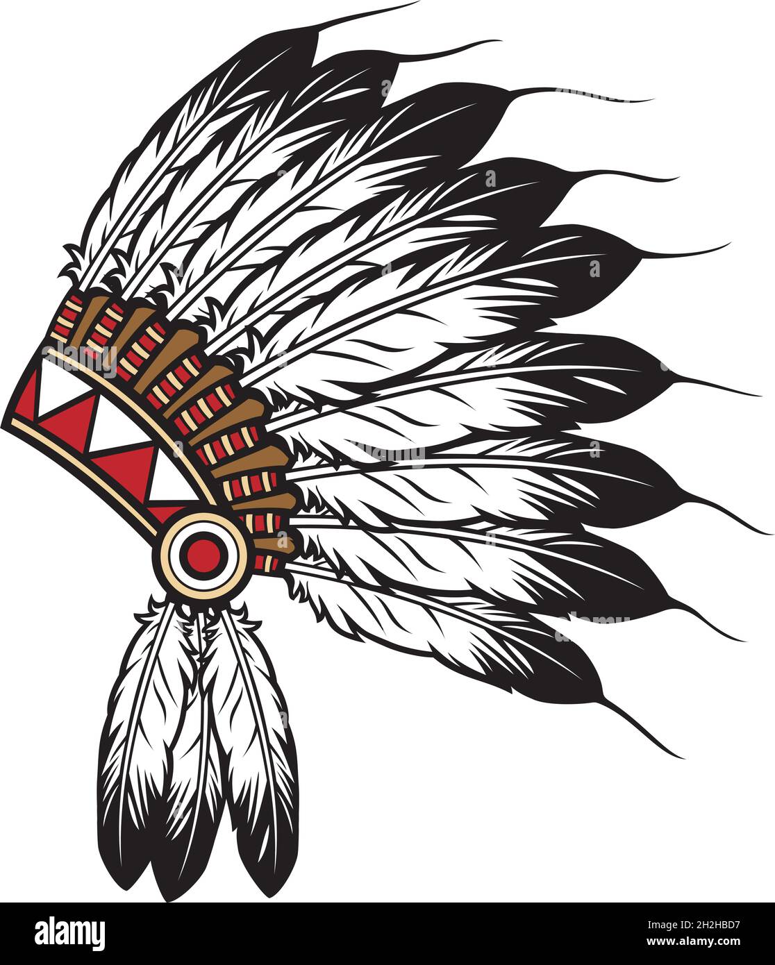 Ilustración del vector de la dirección del jefe indio nativo americano Ilustración del Vector