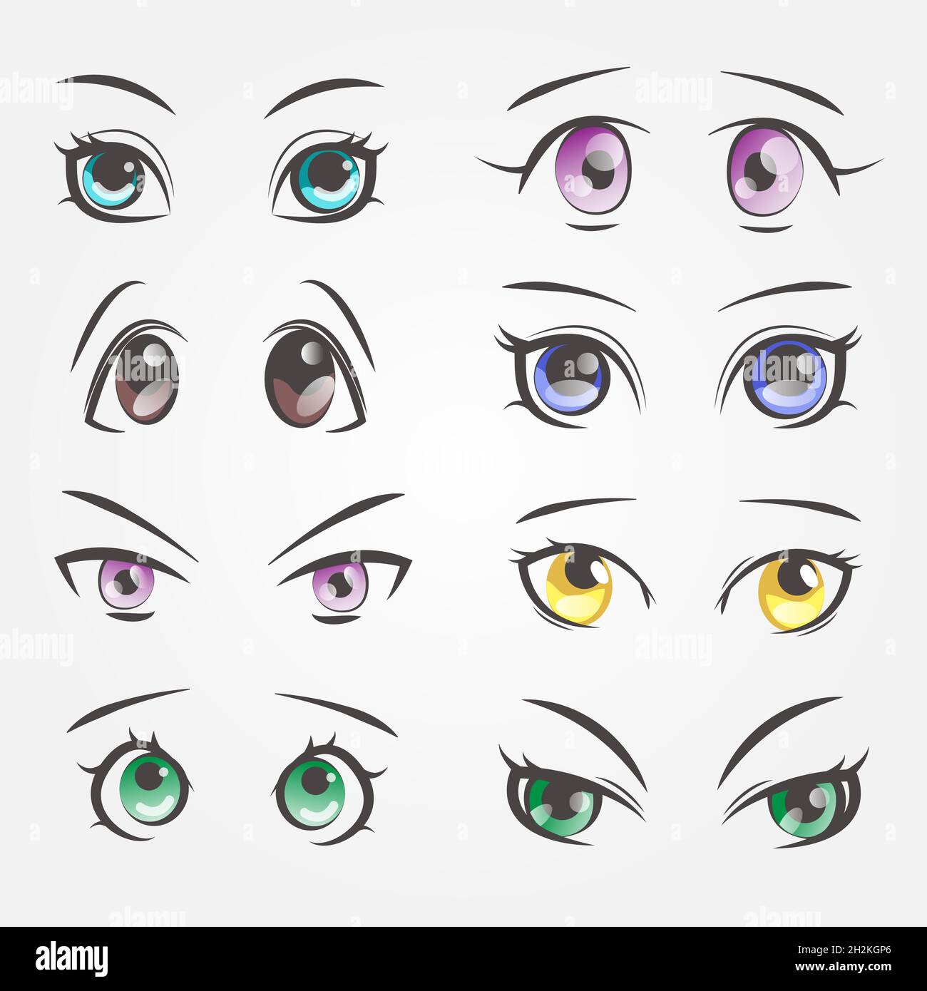 Dibujos animados ojos femeninos. Ojos de primer plano de mujeres hermosas  Imagen Vector de stock - Alamy