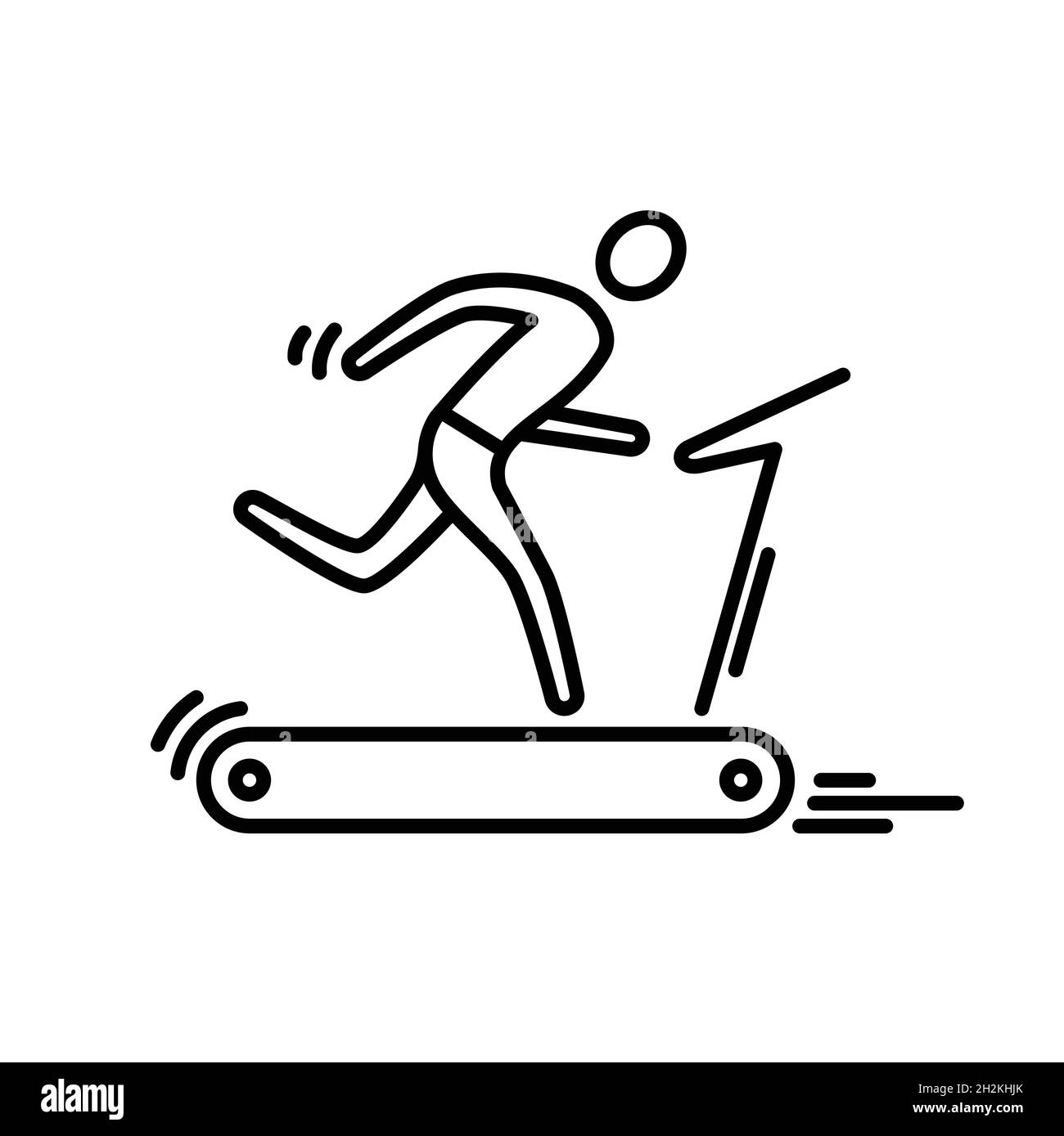 Icono de línea fina. Cinta de correr hombre ejercicio