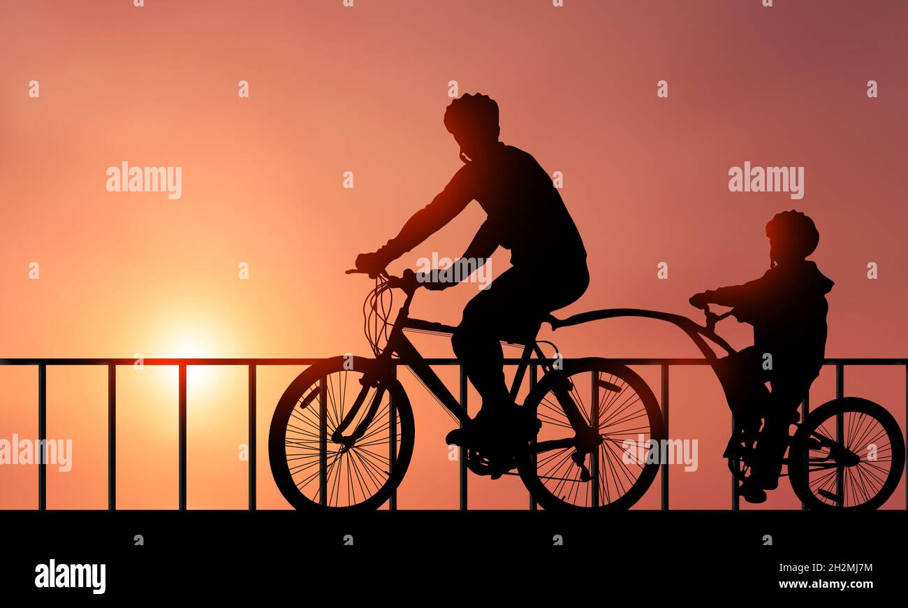 Padre e hijo en bicicleta juntos fotografías e imágenes de alta resolución  - Alamy