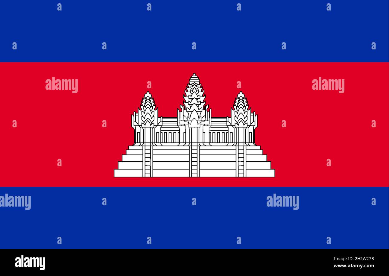 Reino de la Bandera Nacional de Camboya vector, Kampuchea, tres