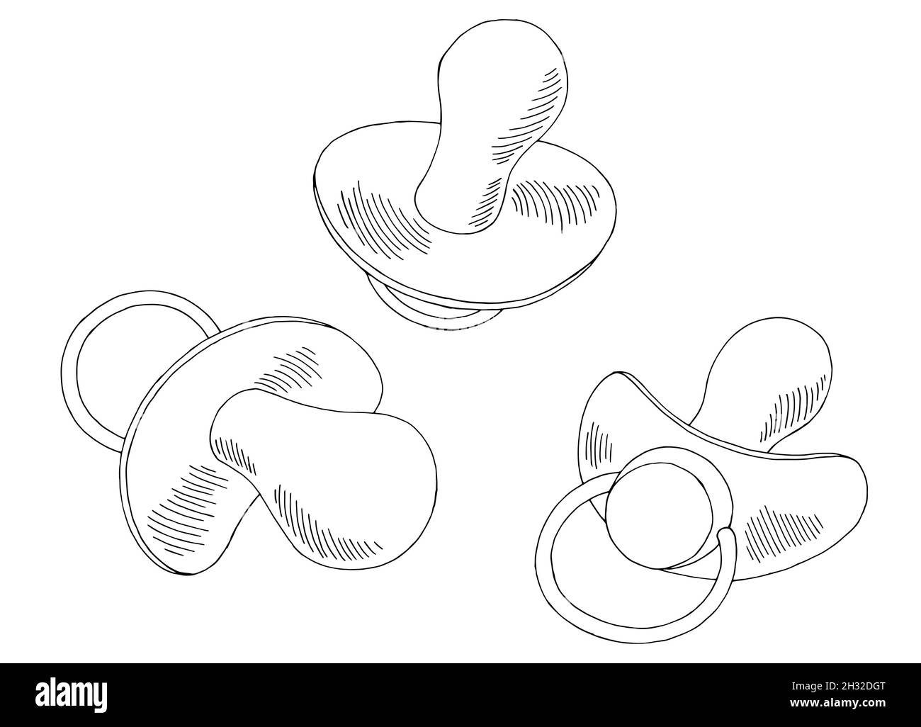 Conjunto de chupetes gráfico negro blanco croquis aislado vector de