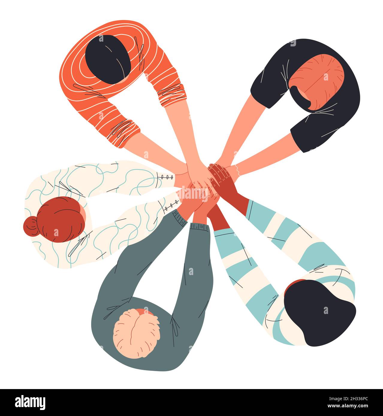 Las personas que se ponen las manos encima de las demás simbolizan la