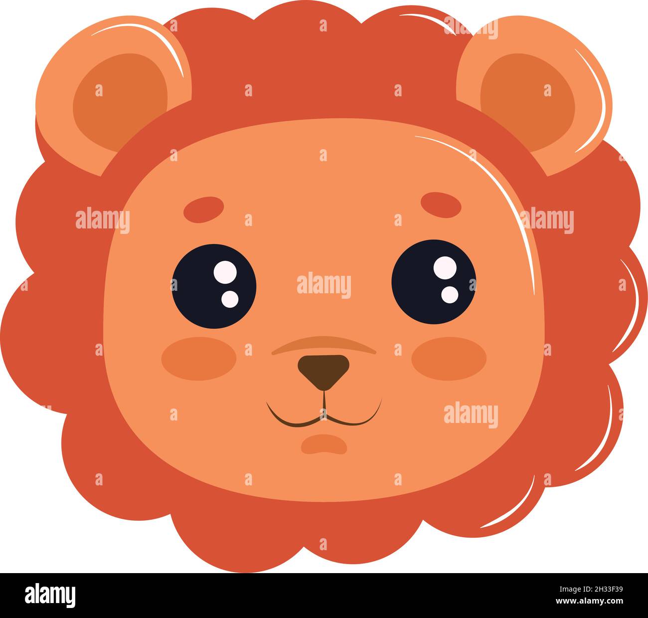cara del león kawaii Imagen Vector de stock - Alamy