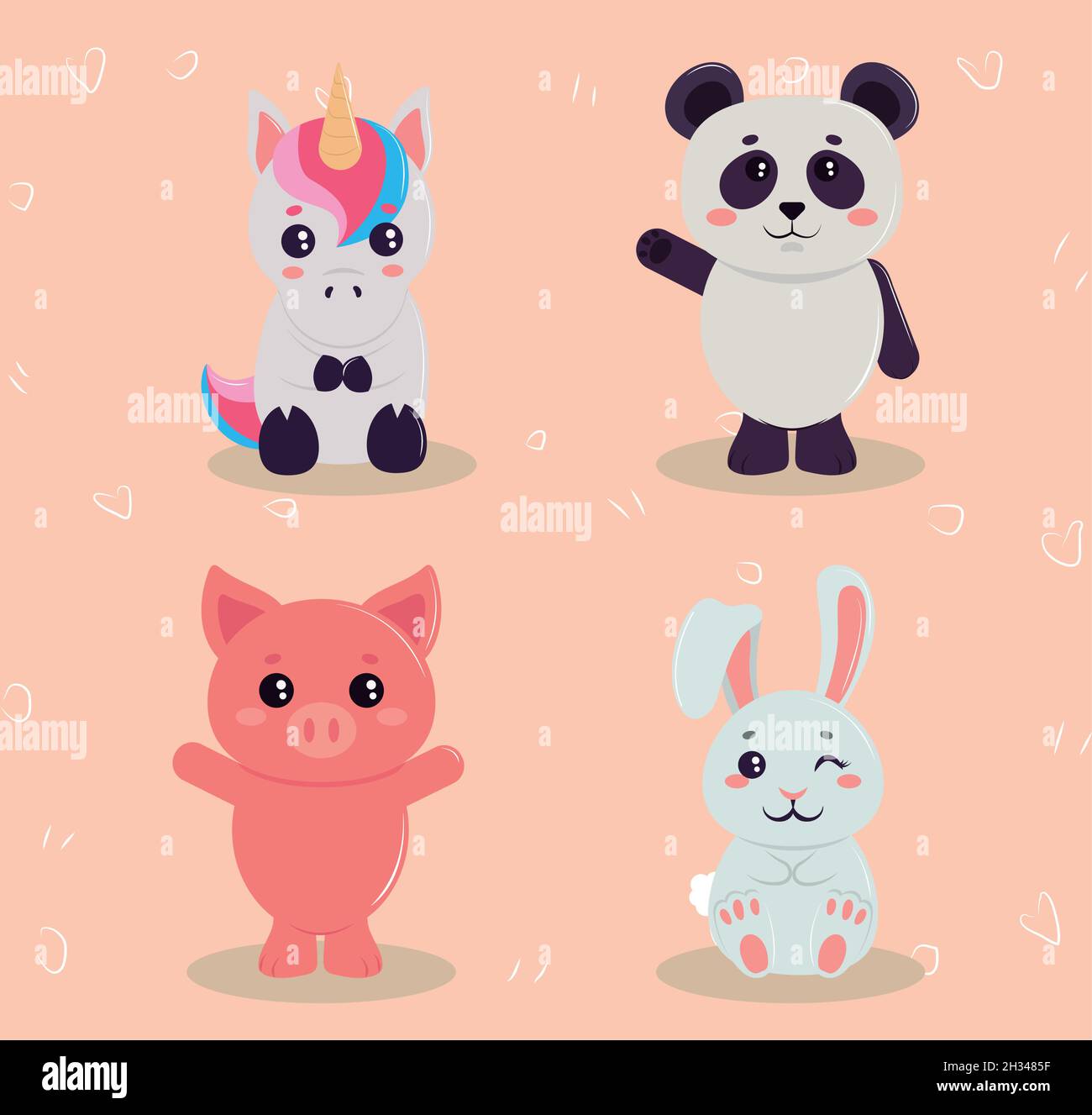 dibujos animados de animales kawaii Imagen Vector de stock - Alamy