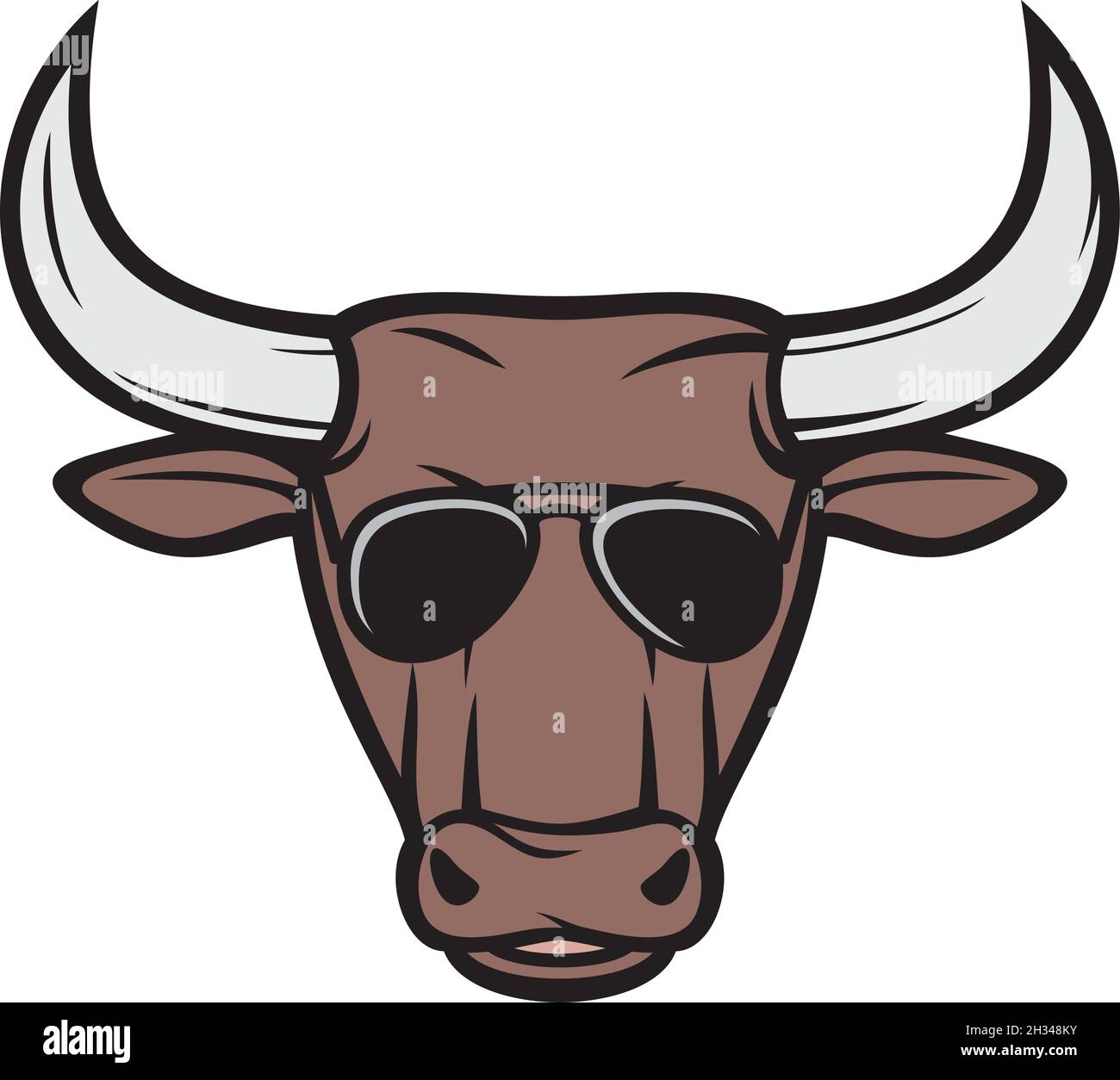 Cabeza de toro con gafas de sol aviador color ilustración vectorial Imagen  Vector de stock - Alamy