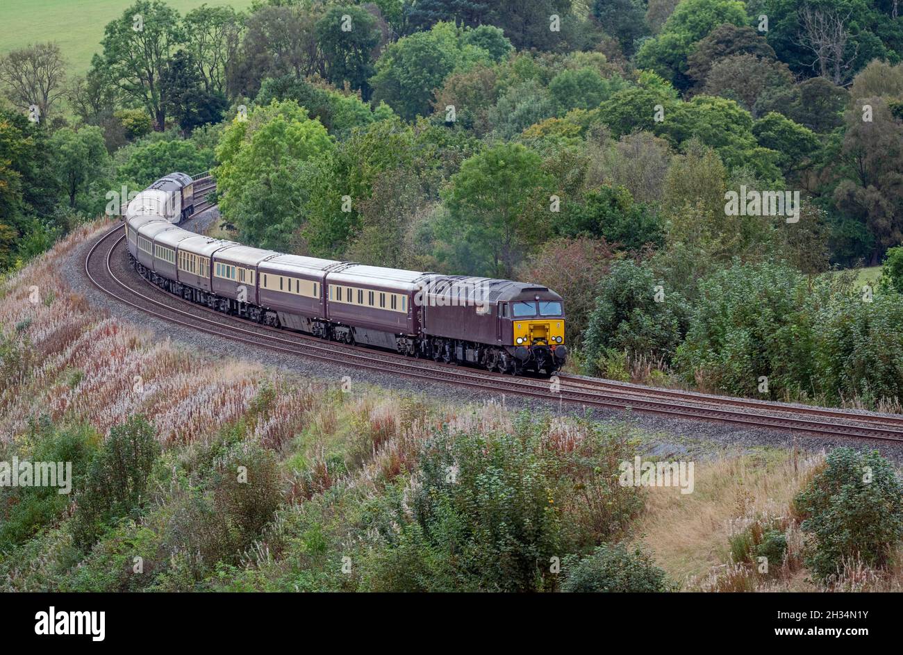 Clase 57-316 Diesel transportada Settle & Carlisle Special. (York-Carlisle) en Armathwaite Corner, operador West Coast Railway Company. Tour Organisor Norte Foto de stock