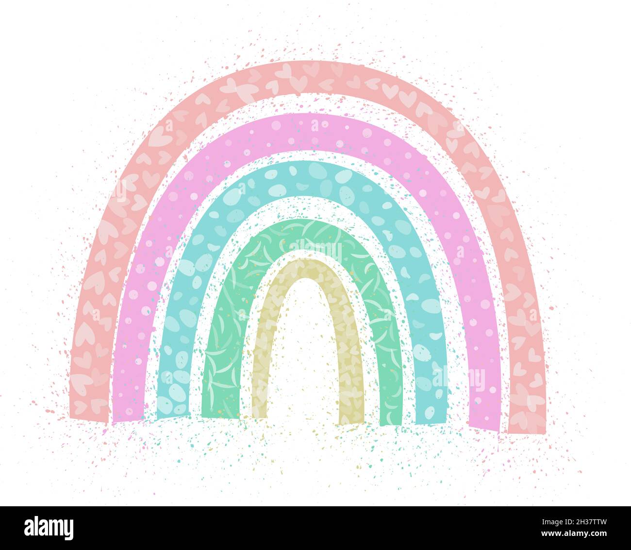 diseño moderno arco iris color pastel con salpicadura de tinta aislada sobre fondo blanco, ilustración vectorial Ilustración del Vector