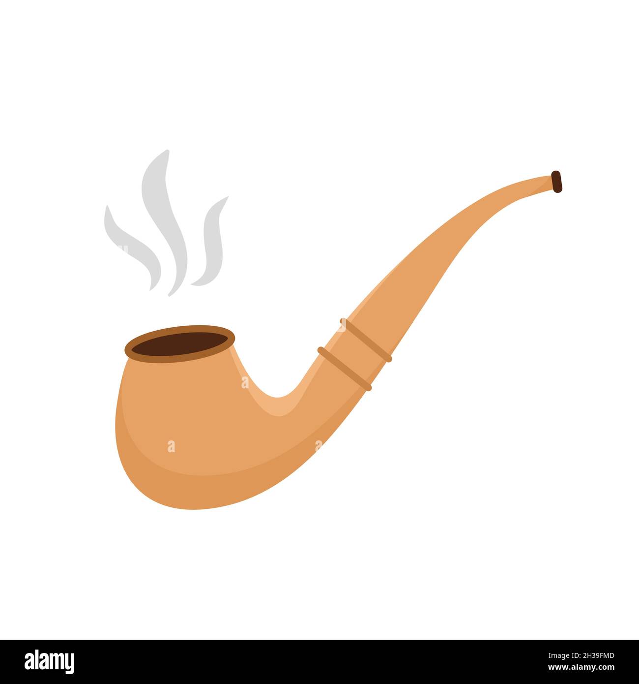 Icono de vector de pipa de fumar aislado sobre fondo blanco. signo de  tabaco de pipa de madera marrón vintage, ilustración de estilo de dibujos  animados de diseño plano. anciano o accesorio