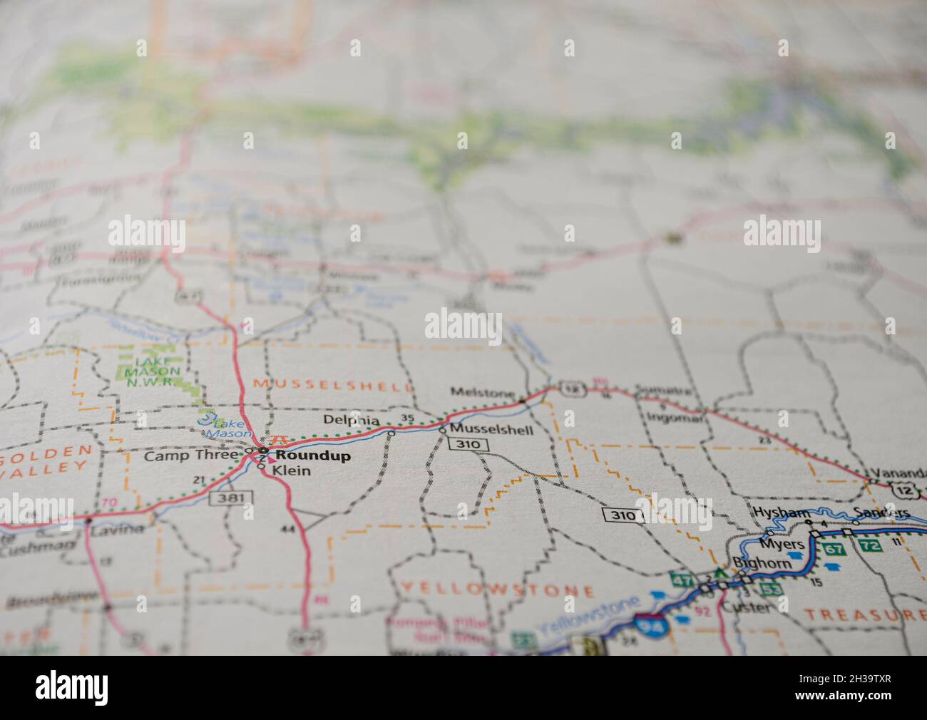 Mapa de la ciudad de Roundup, MT Fotografía de stock Alamy