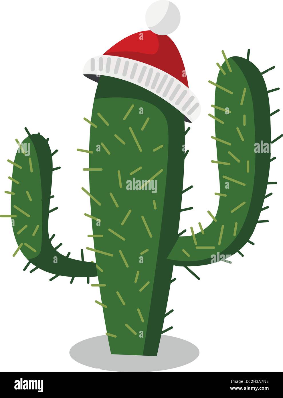 Cactus navideños y suculentas saguaro espinosas mexicanas con sombreros de  papá noel, ícono vectorial peyote y