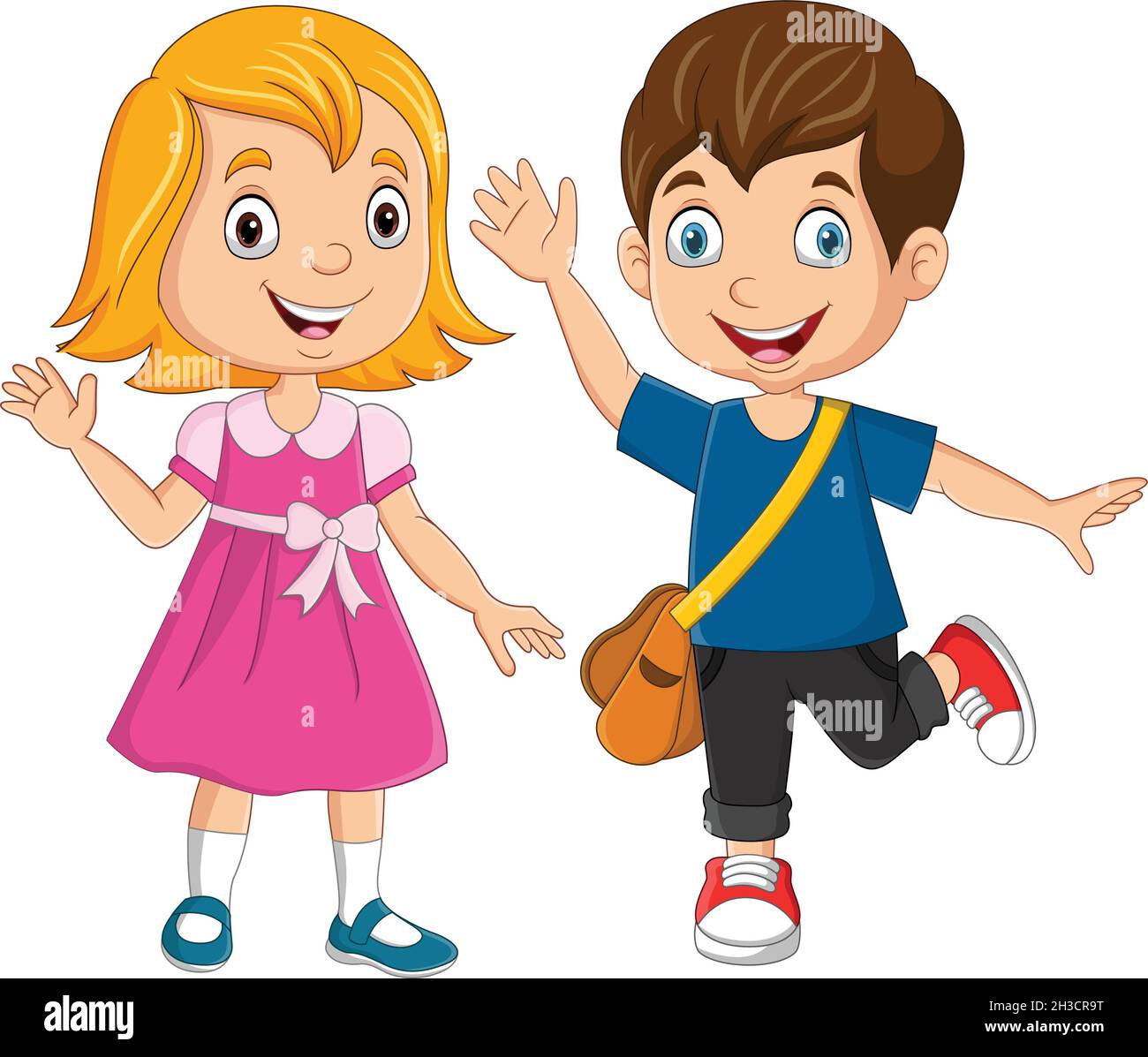 niños saludando manos arriba. ilustración de persona de dibujos