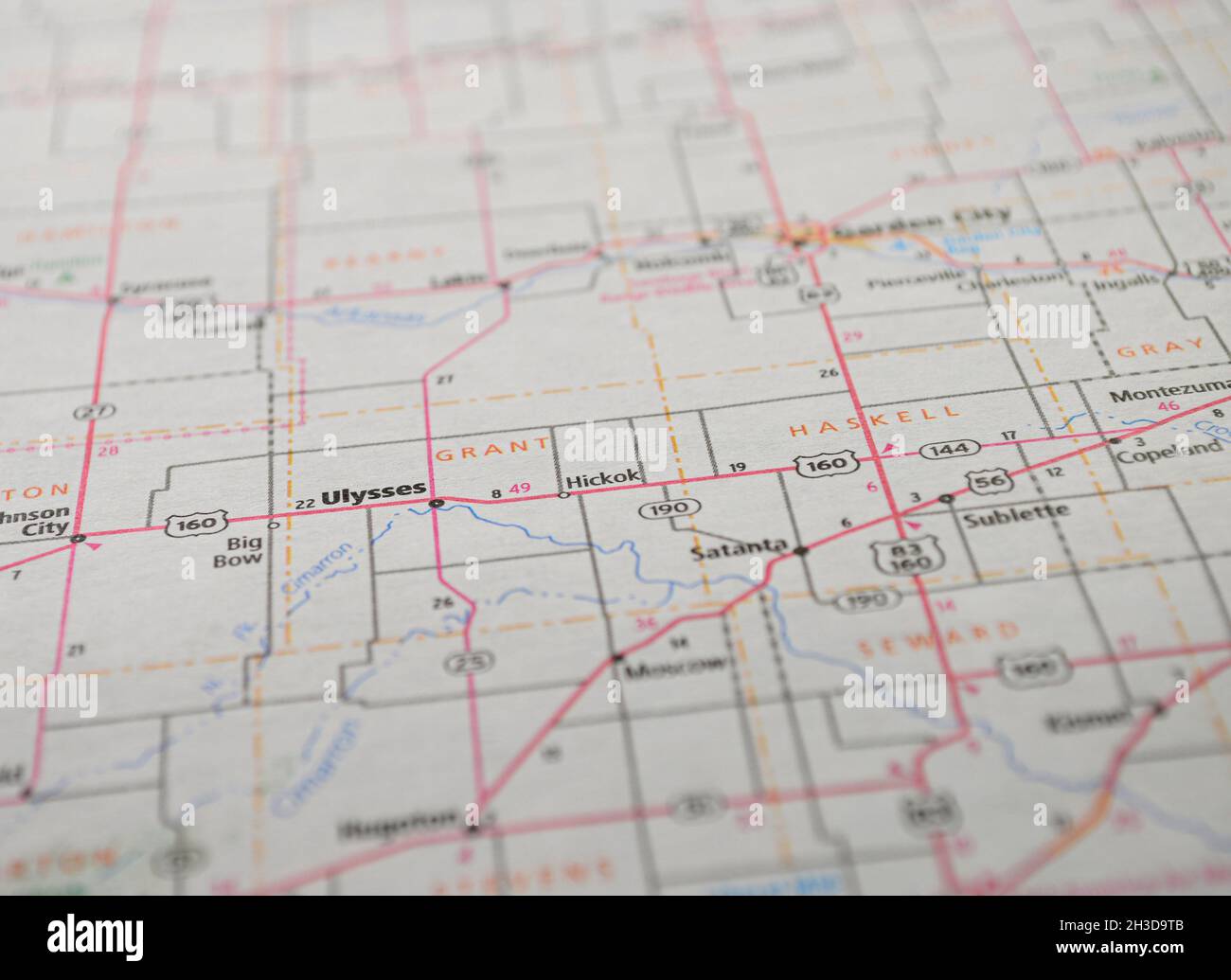 Mapa de la ciudad de Ulysses, KS Fotografía de stock Alamy