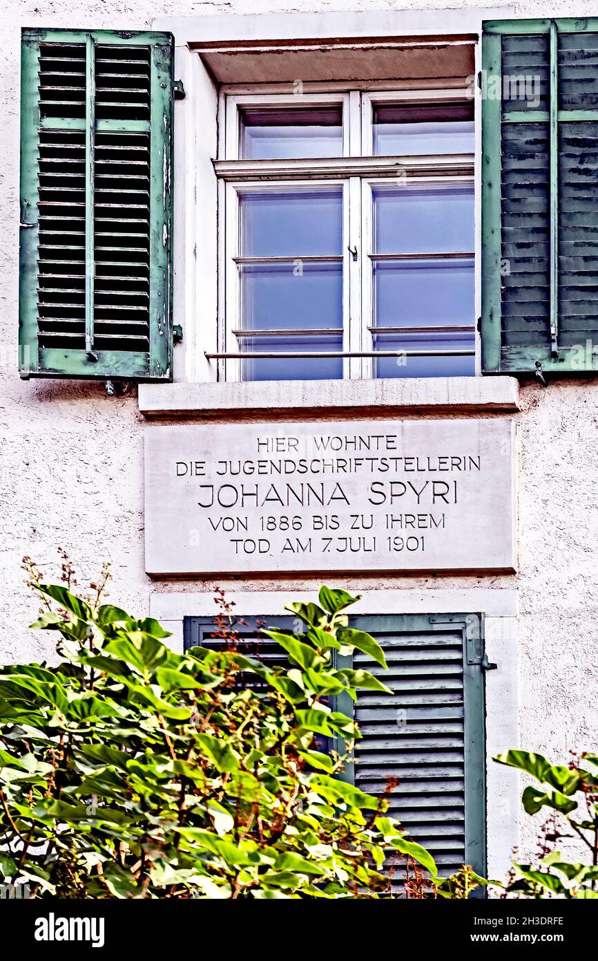 Última casa de Johanna Spyri, autora de Heidi; Zurich, Zeltweg; letzte Wohnung Johanna Spyri (Autorin von Heidi), Zúrich Zeltweg Foto de stock
