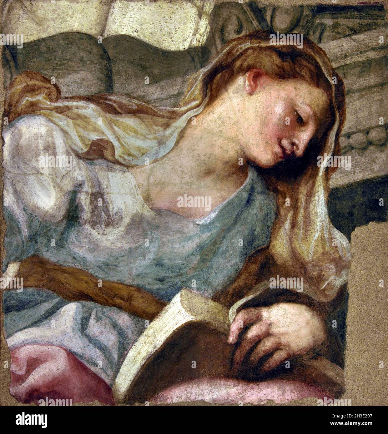 Religione o Fede Cristiana - Religión o Fe Cristiana por Domenico Piola (1627–1703) Fresco, Pintura Pared, Italia, Italiano, Foto de stock