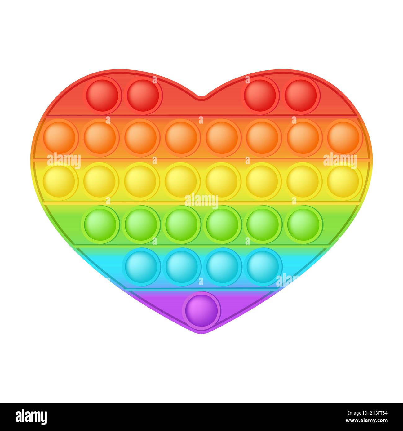 POPIT figura el corazón como un moderno juguete de silicona para los  fidgets. Adictivo juguete antiestrés en colores de arco iris brillante.  Ansiedad de burbuja en desarrollo pop que juguetes Imagen Vector