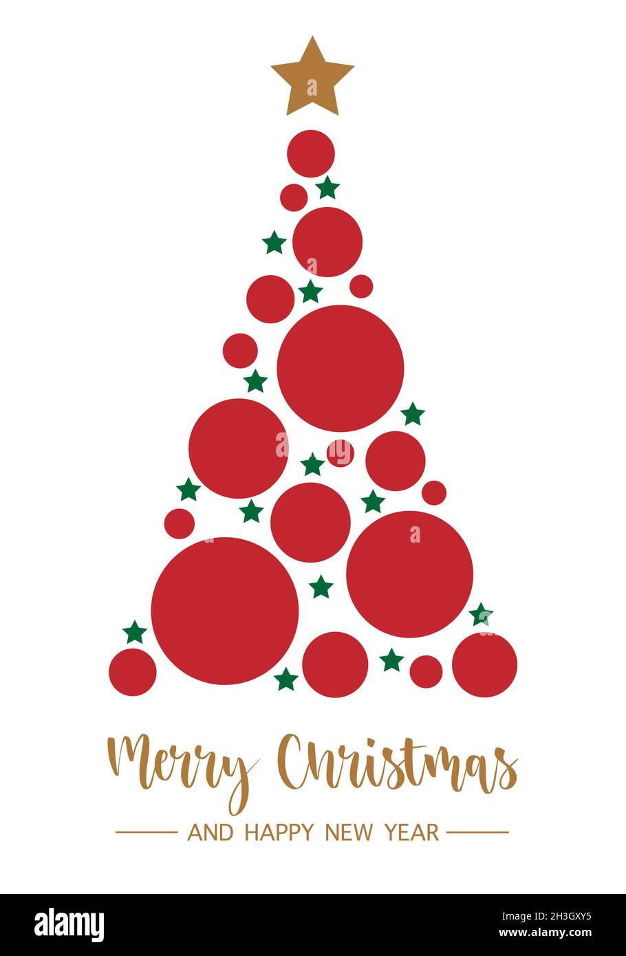 Postal navideña con un hermoso árbol de Navidad formado por círculos y  estrellas Fotografía de stock - Alamy