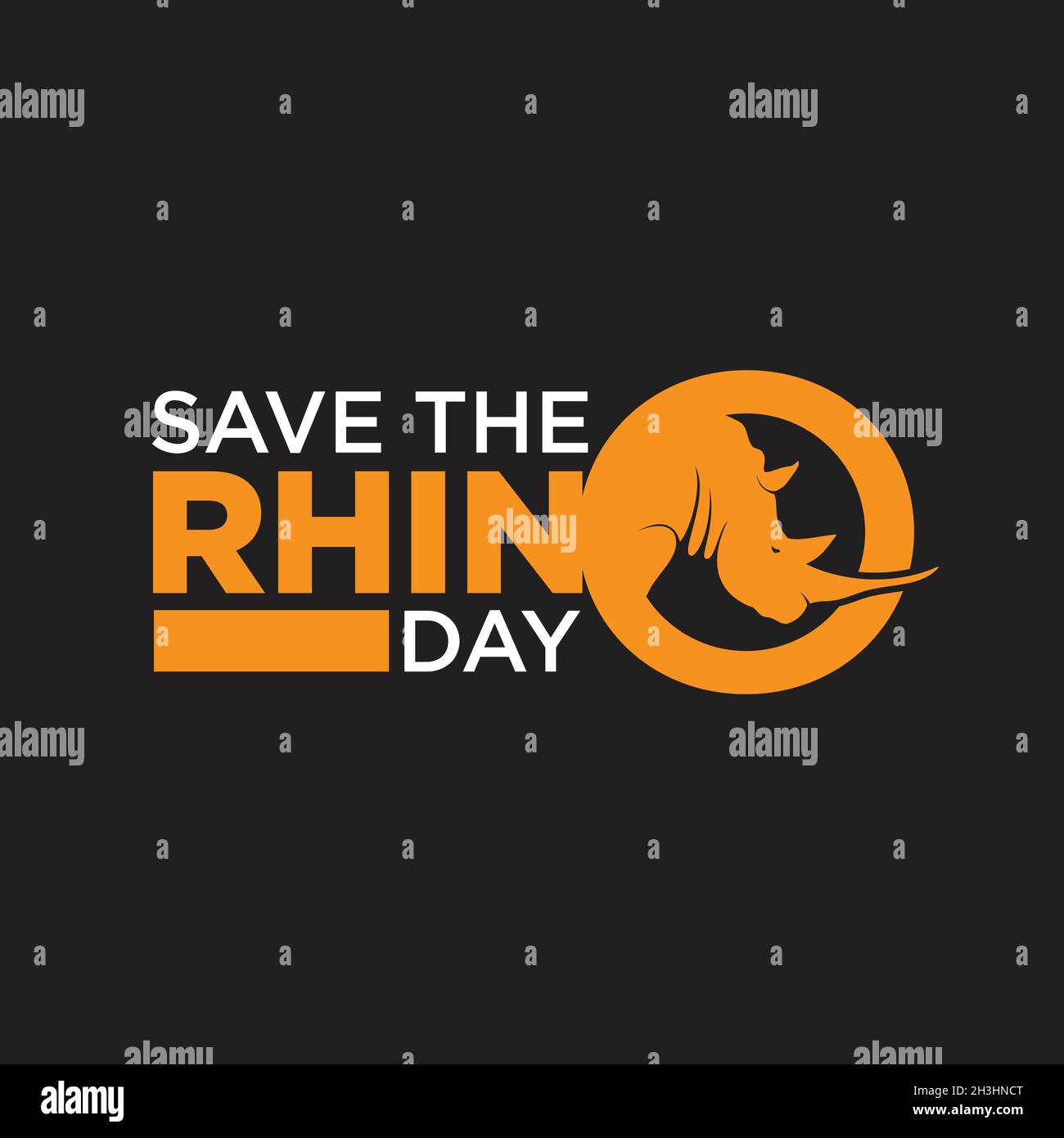 Guarda el diseño sencillo de letras del día de Rhino para el fondo o la tarjeta de felicitación. Ilustración vectorial EPS.8 EPS.10 Ilustración del Vector