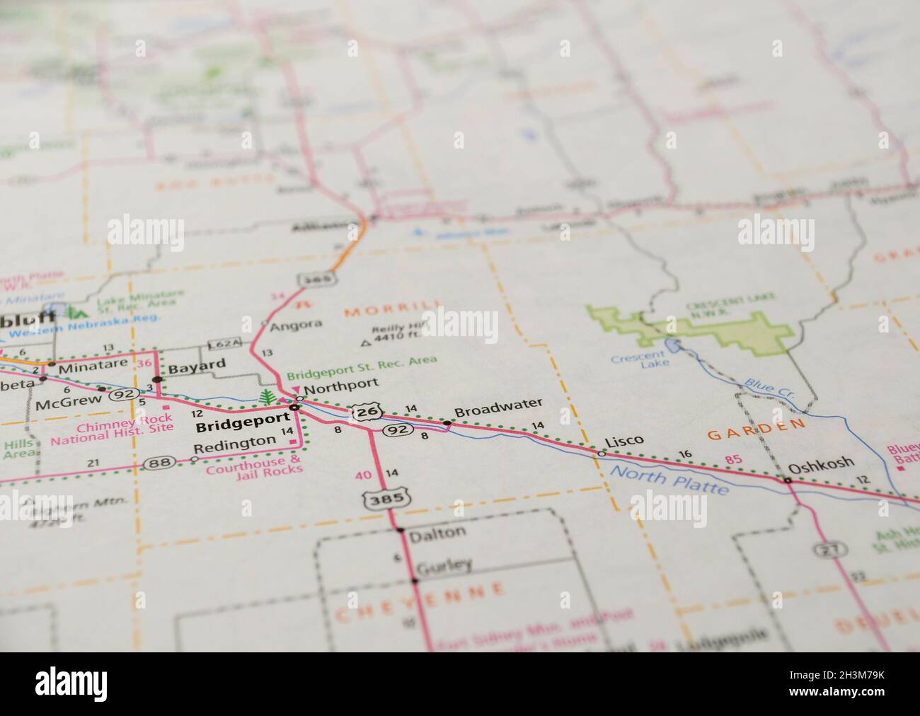 Mapa de bridgeport nebraska fotografías e imágenes de alta resolución