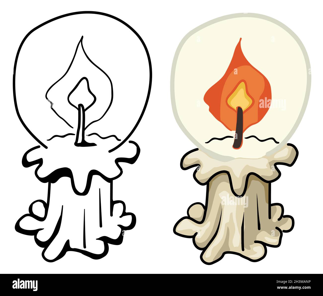 Dibujo de color de dibujos animados de quemaduras de velas, ilustración  vectorial, horizontal, sobre blanco, aislado Imagen Vector de stock - Alamy