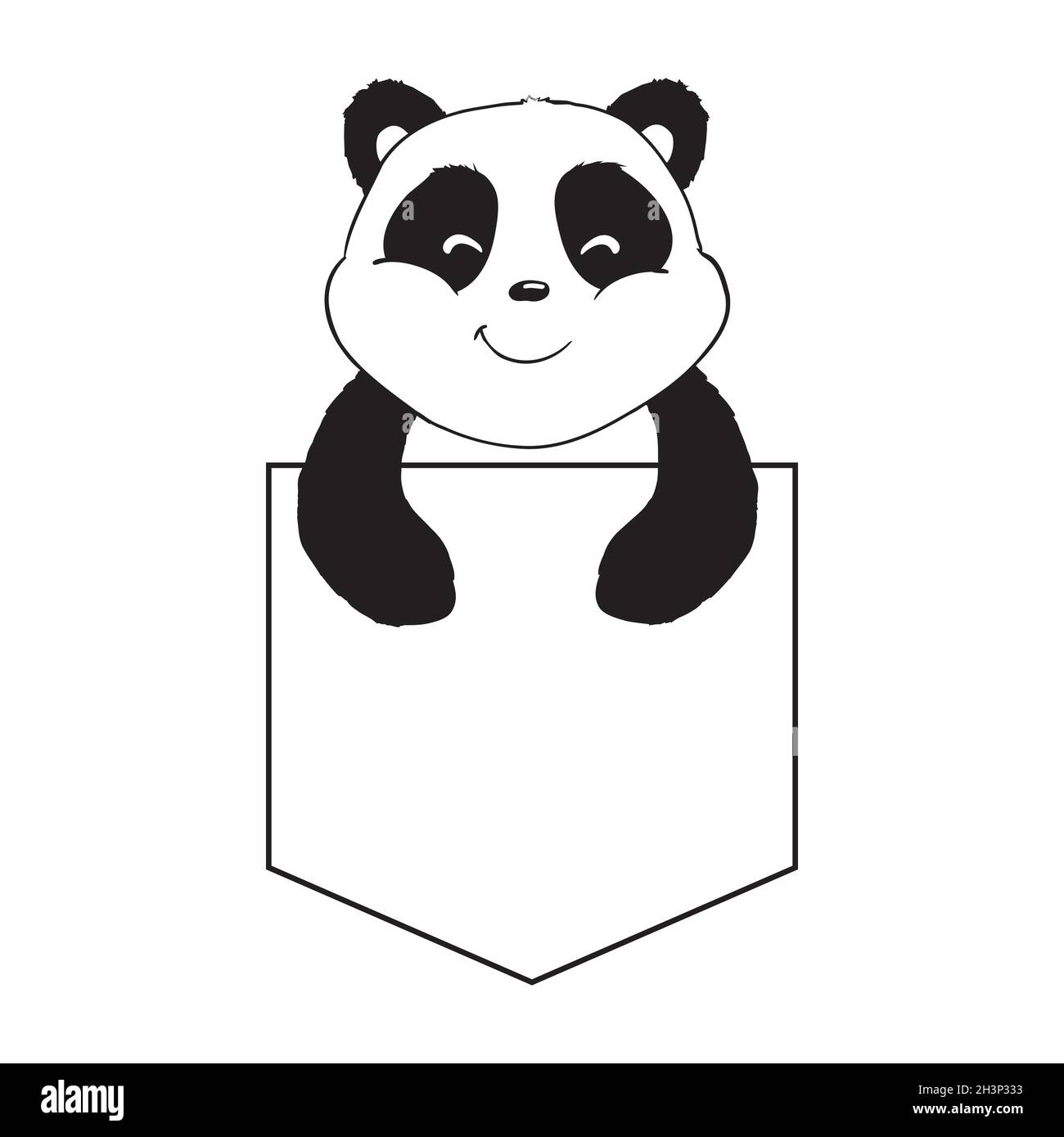 Lindo dibujo de panda. Diseño sencillo de logotipo o icono de oso panda.  Ilustración vectorial en blanco y negro Imagen Vector de stock - Alamy