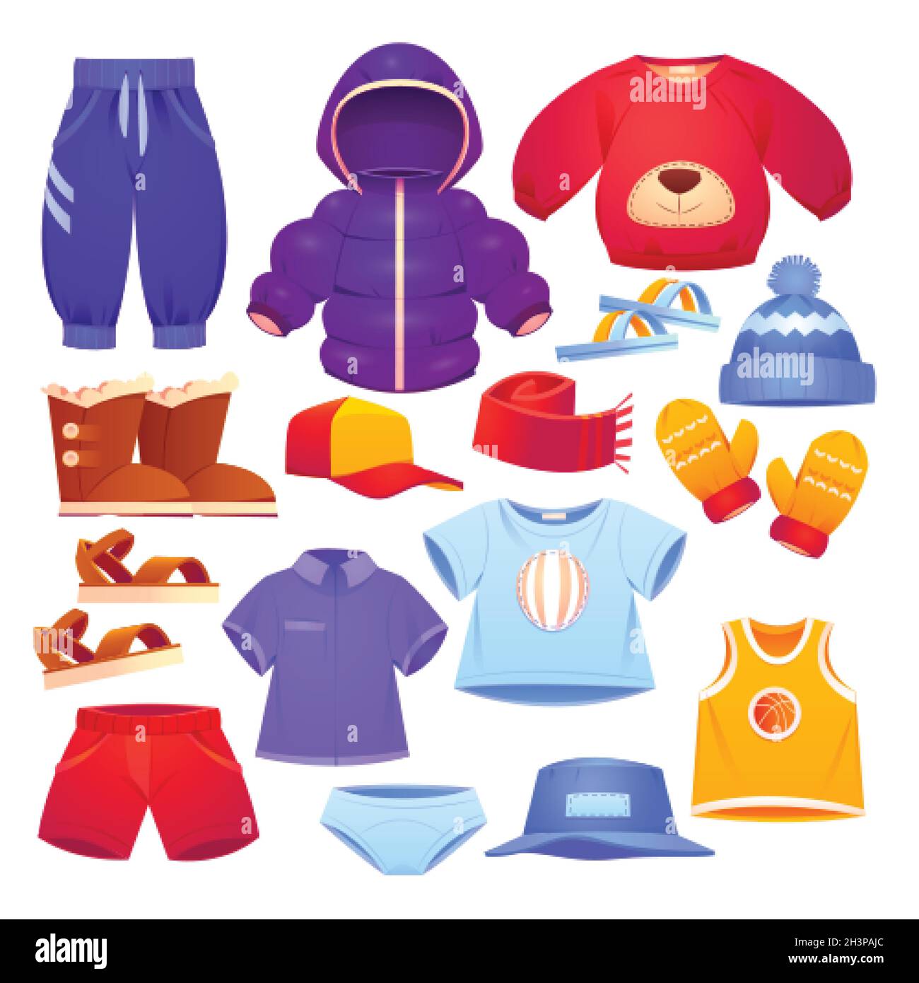 dibujos animados otoño invierno niños ropa colección vector diseño  ilustración Imagen Vector de stock - Alamy