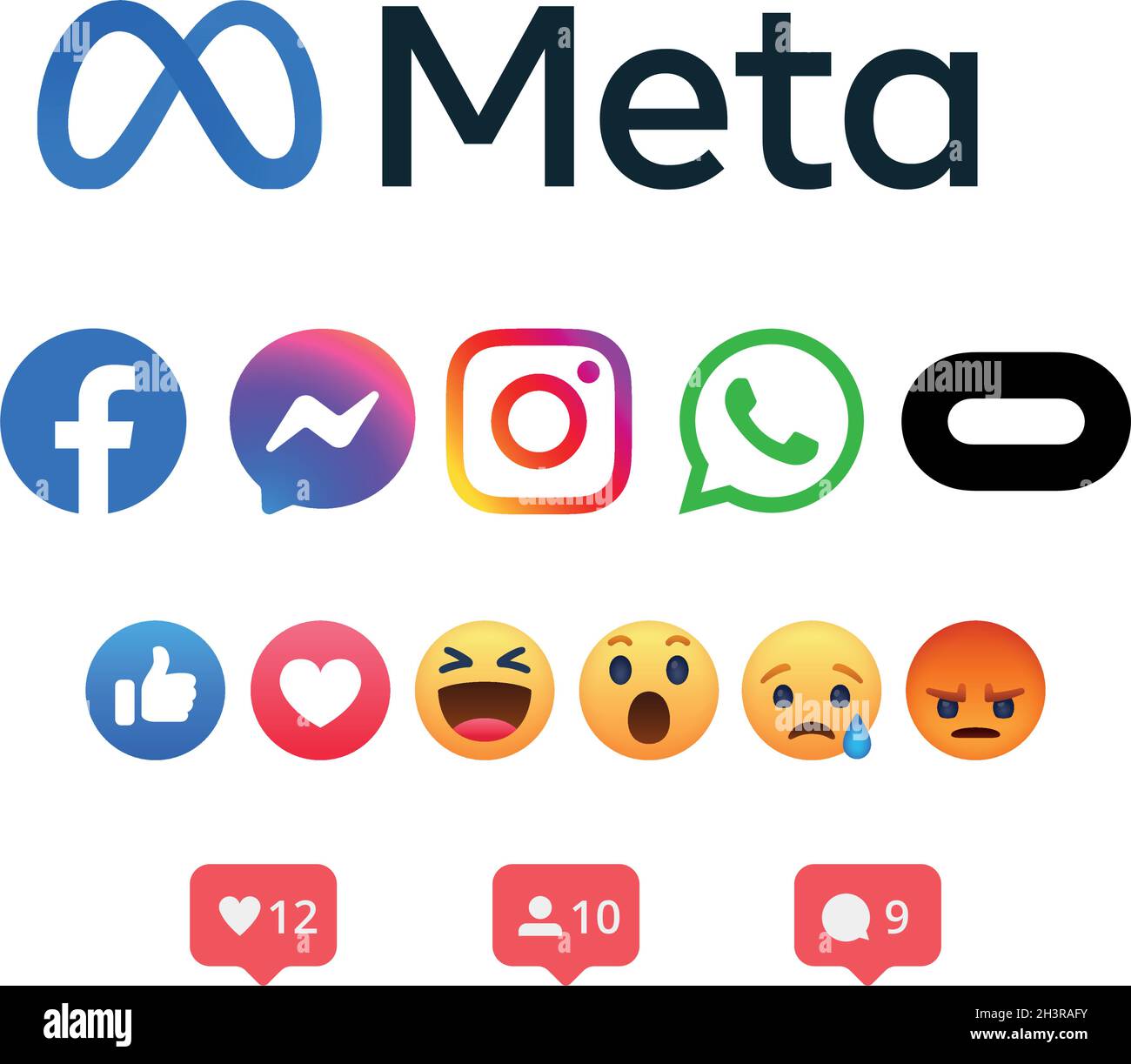 Metavers todas las aplicaciones iconos logotipos , faceook, instagram  messenger, portal, facebook portal, oculus, aplicaciones de facebook, meta  apps, de meta, de facebook, aplicación Imagen Vector de stock - Alamy