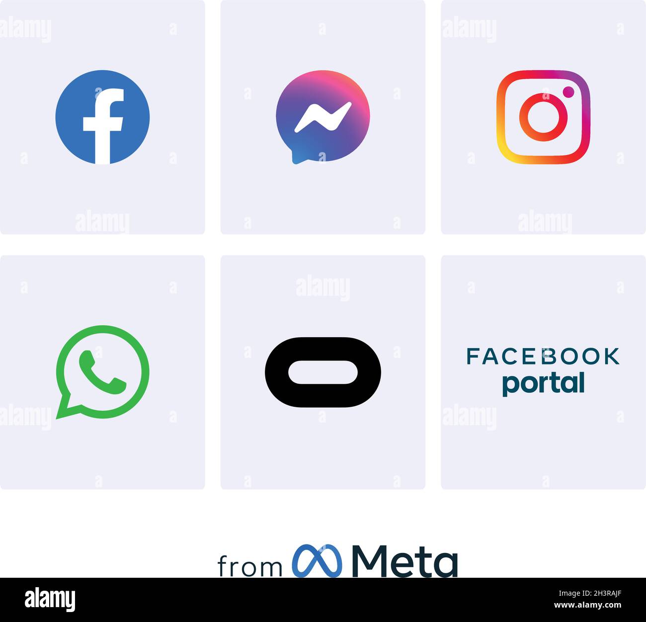 Metavers todas las aplicaciones iconos logotipos , faceook, instagram  messenger, portal, facebook portal, oculus, aplicaciones de facebook, meta  apps, de meta, de facebook, aplicación Imagen Vector de stock - Alamy