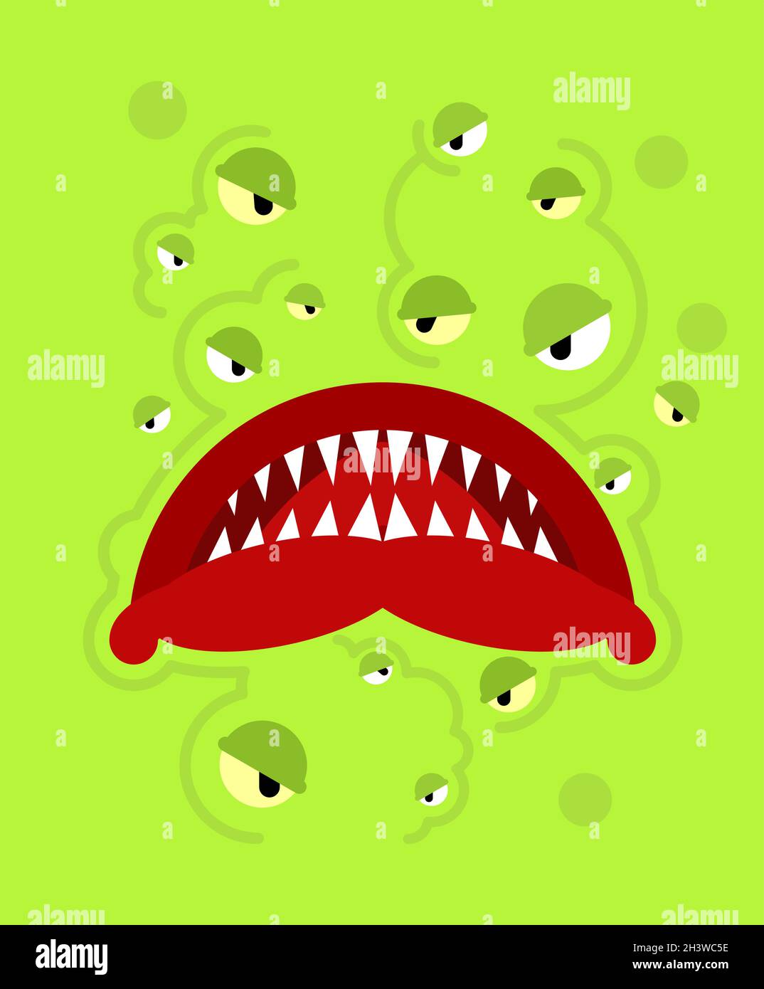 Cara de monstruo. Dientes y mandíbulas de la monstruosidad verde Imagen  Vector de stock - Alamy