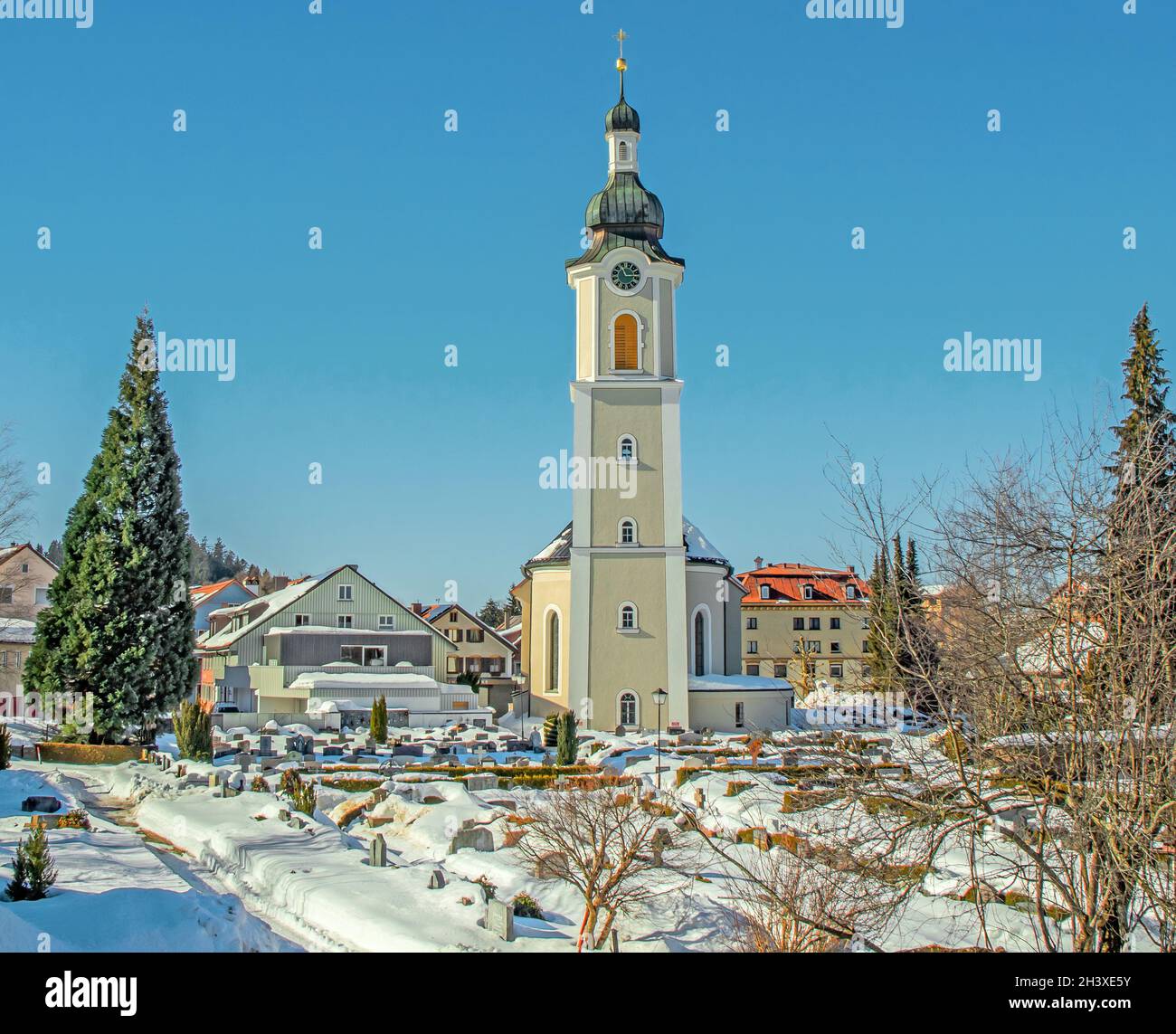 Iglesia Parroquial de San Gallo, Scheidegg Foto de stock
