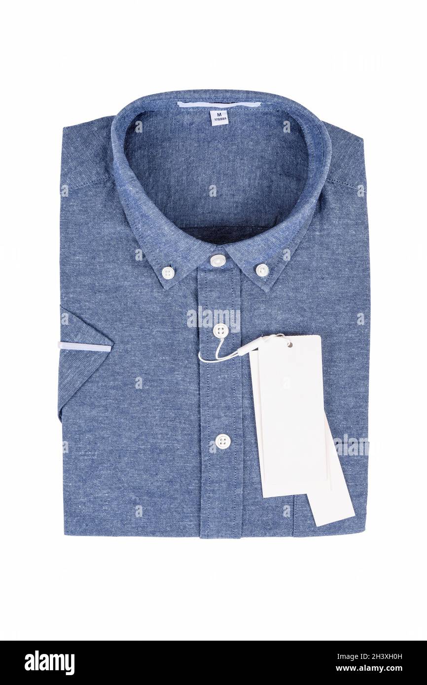 Camisa de lino de algodón azul denim Foto de stock