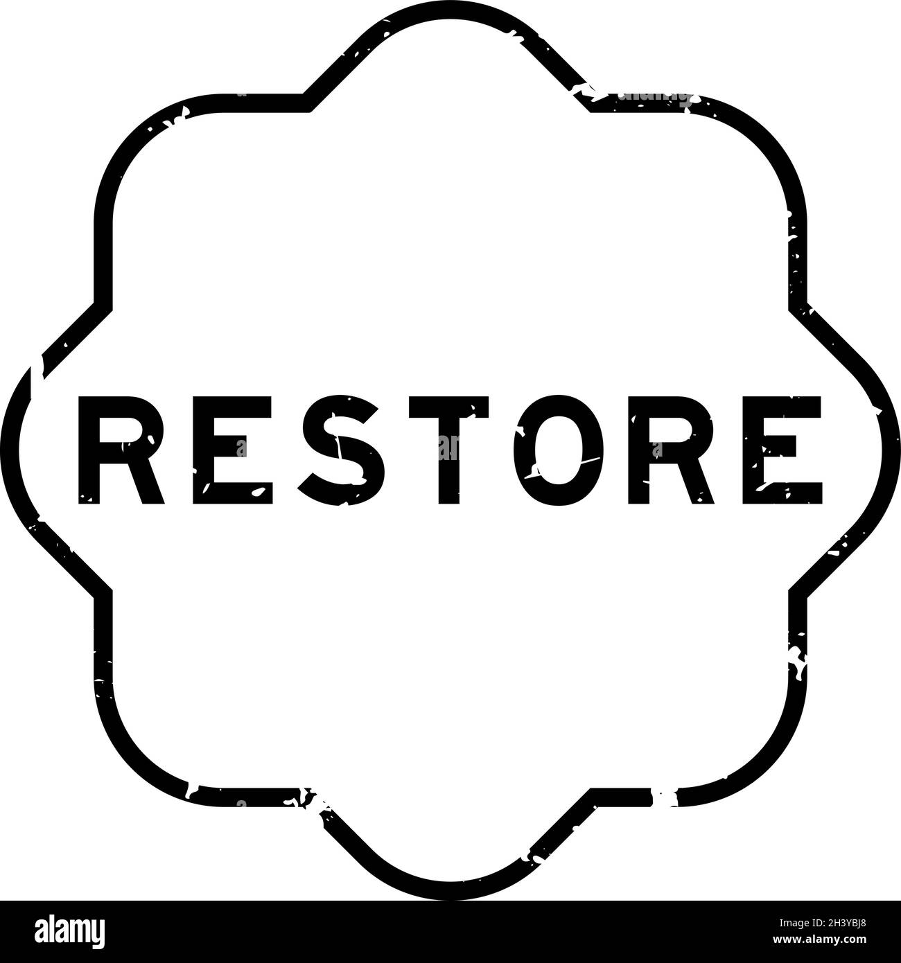 Grunge negro restaurar sello de goma palabra sobre fondo blanco Ilustración del Vector