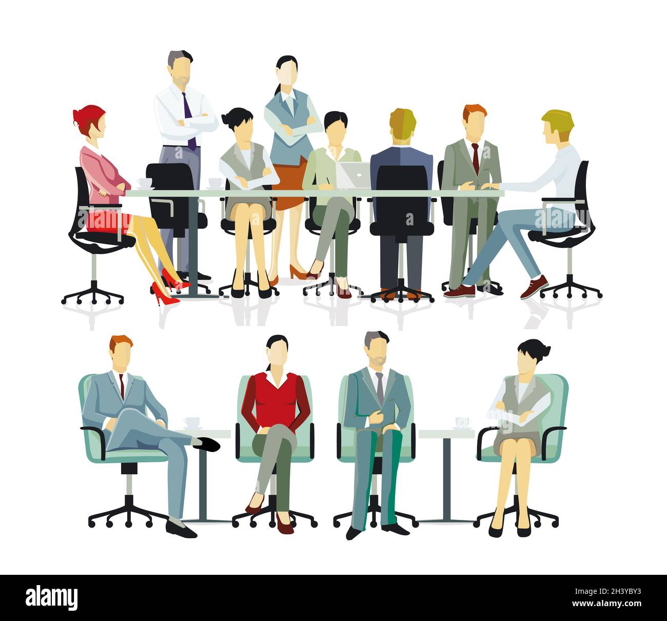 Reunión de equipo, ilustración de asesoramiento empresarial Foto de stock