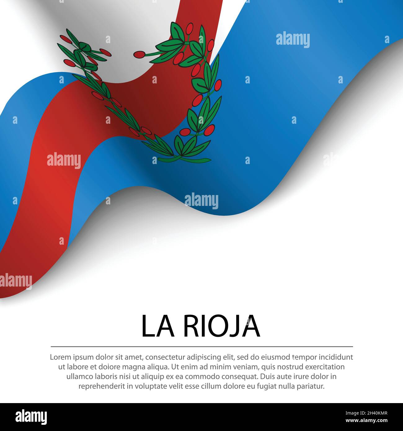La bandera ondeada de La Rioja es una región de Argentina sobre fondo