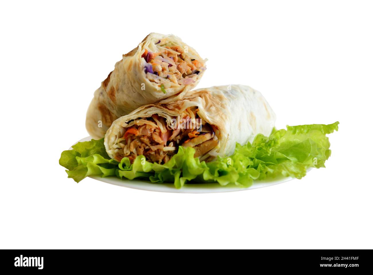 Una deliciosa envoltura de doner kebab con carne picante, lechuga