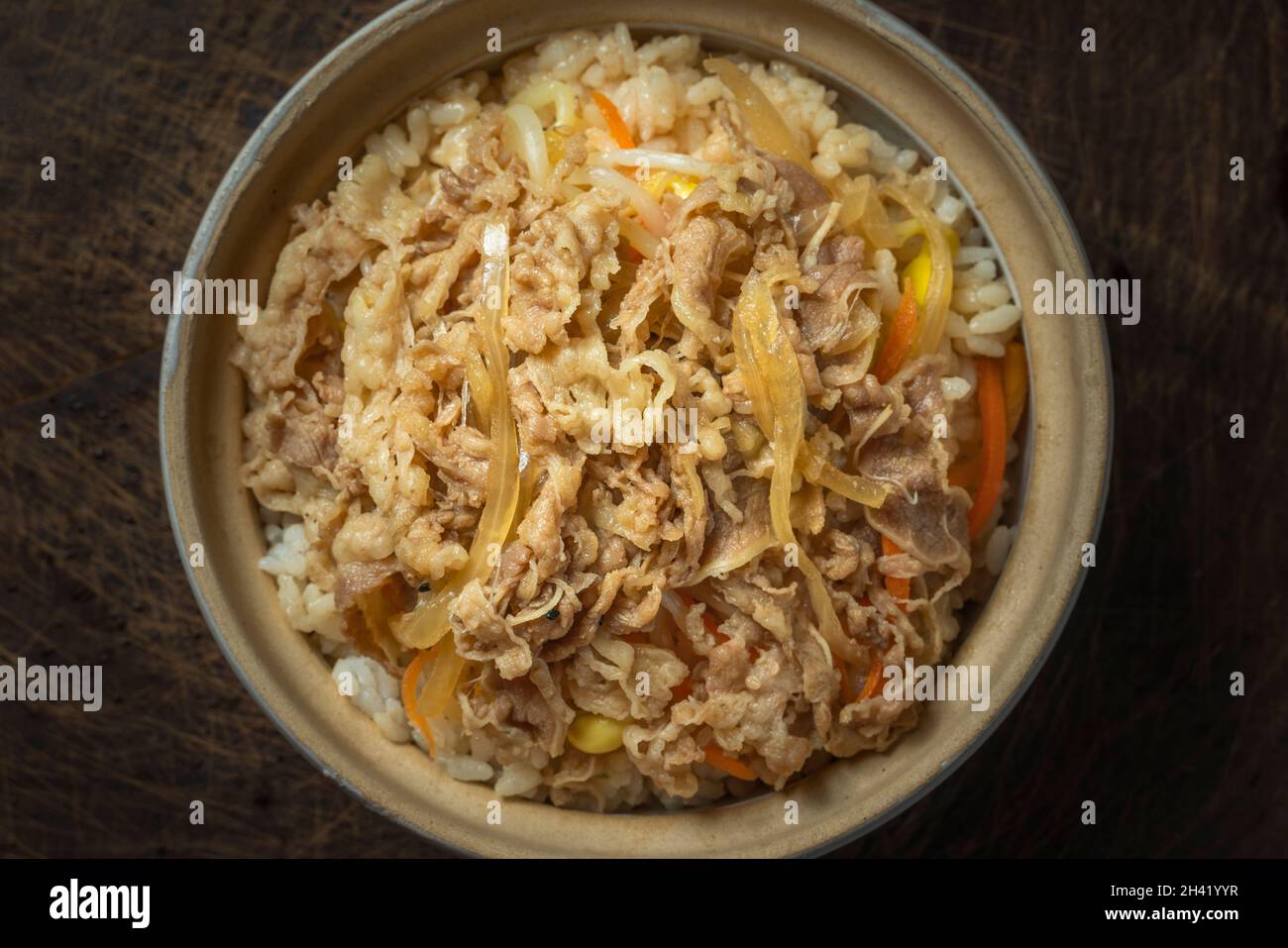 Delicioso arroz de ternera japonés Foto de stock