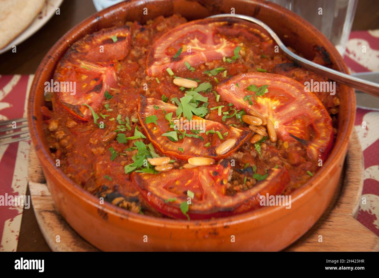 Plato de verduras, Restaurante, Ammán, Jordania, Oriente Medio Foto de stock