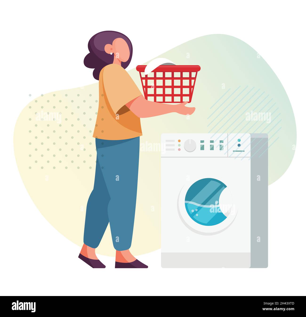 Young Lady Doing laundry - Archivo de ilustración de acciones como EPS 10 Ilustración del Vector