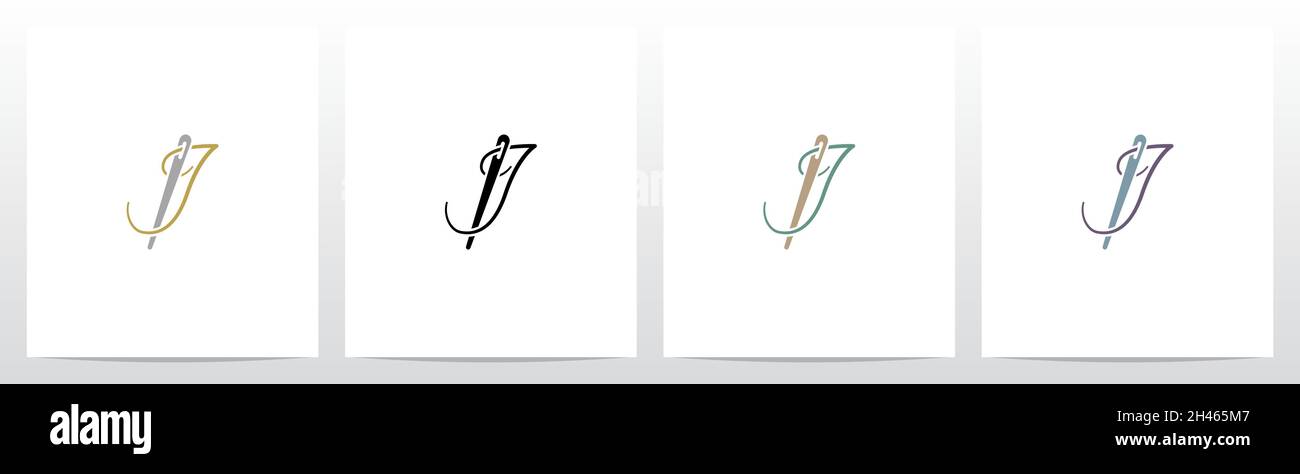 Diseño del logotipo de la letra con forma de aguja y rosca J Imagen Vector  de stock - Alamy
