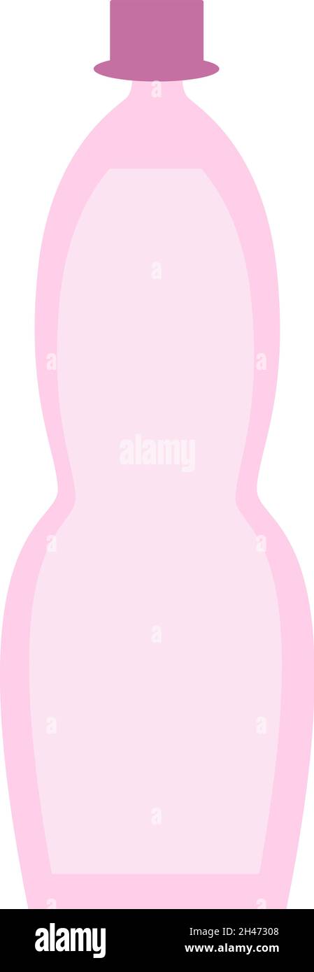 Botella de agua rosa, ilustración, vector, sobre fondo blanco. Ilustración del Vector