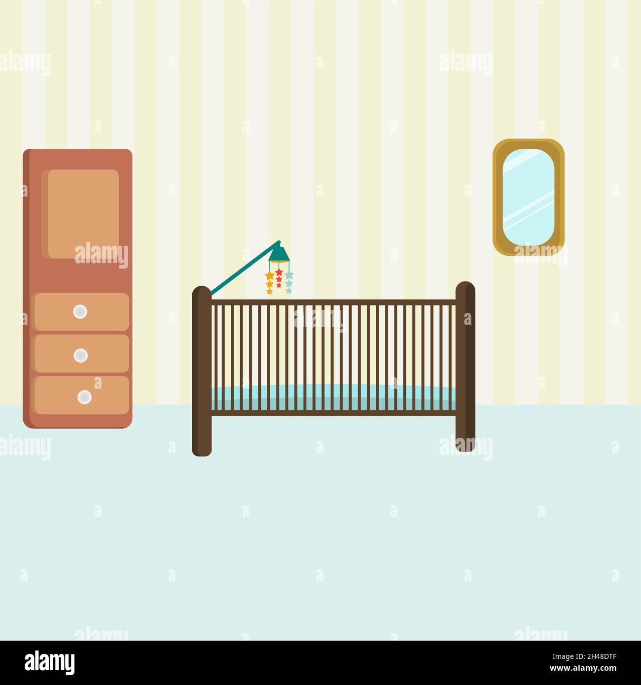 Habitación del bebé, ilustración, vector sobre fondo blanco. Ilustración del Vector