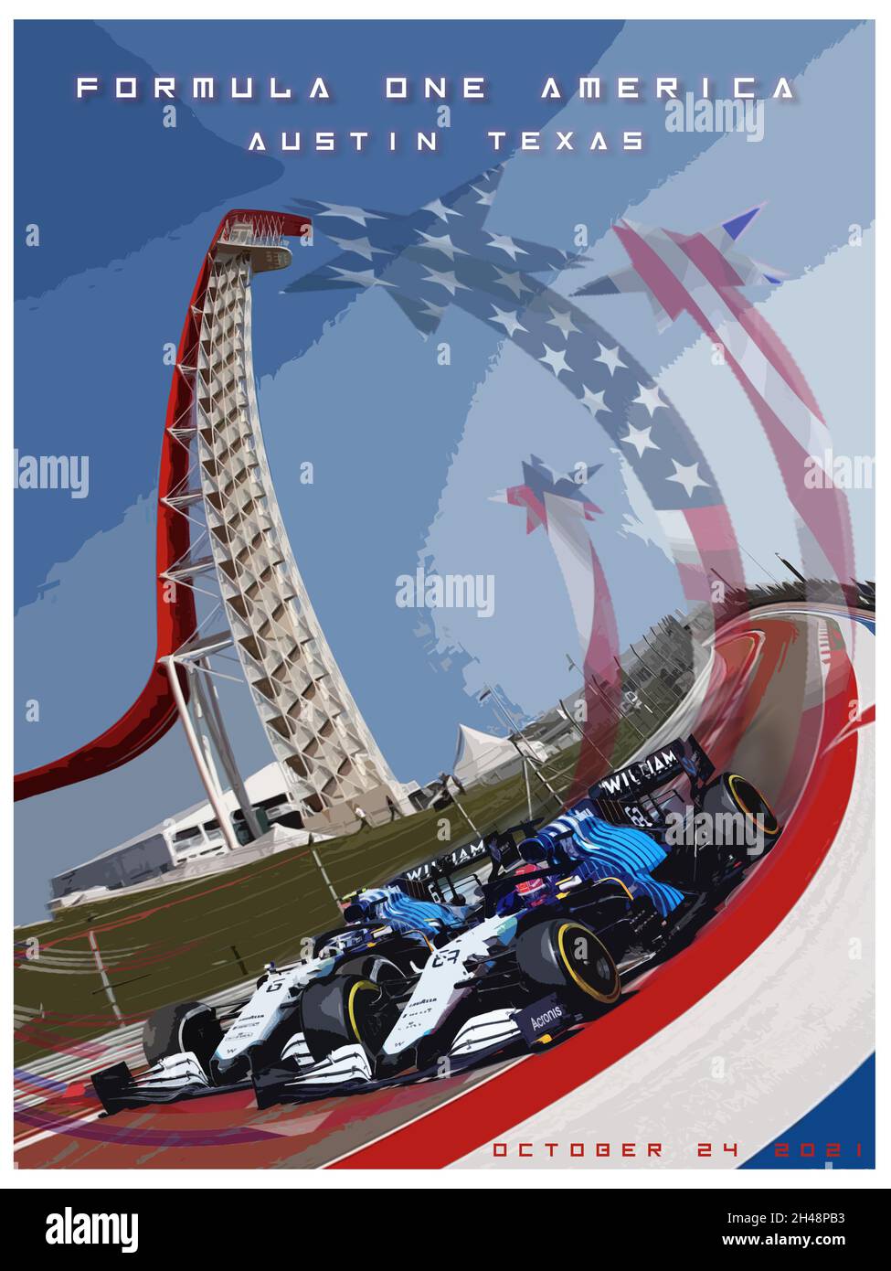 Cartel del fin de semana de la carrera del Gran Premio de América F1 Foto de stock